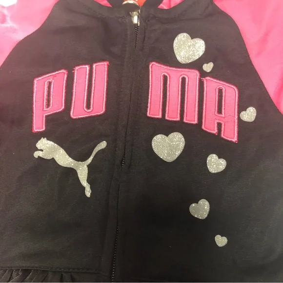 Puma Track Suit Girls 3-6 Month Logo Emblem Full Zip Jacket Pull On Pants - Picture 5 of 8